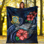 Tuvalu Polynesian Premium Blanket - Blue Turtle Hibiscus 5