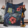 Tuvalu Polynesian Premium Blanket - Blue Turtle Hibiscus 6