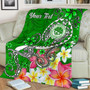 FSM Custom Personalised Premium Blanket - Turtle Plumeria (Green) 1