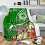 FSM Custom Personalised Premium Blanket - Turtle Plumeria (Green) 3