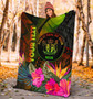 Niue Polynesian Personalised Premium Blanket - Hibiscus and Banana Leaves 4