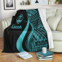 Guam Premium Blanket - Turquoise Polynesian Tentacle Tribal Pattern 2