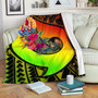 Tahiti Premium Blanket - Polynesian Hook And Hibiscus (Raggae) 2