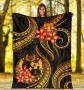 Tonga Polynesian Premium Blanket - Gold Plumeria 4