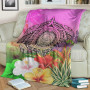 Palau Polynesian Premium Blanket - Manta Ray Tropical Flowers 3