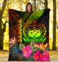 Samoa Polynesian Premium Blanket -  Hibiscus and Banana Leaves 5