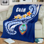 Guam Premium Blanket - Guam Seal Polynesian Patterns Plumeria (Blue) 1