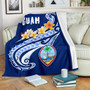 Guam Premium Blanket - Guam Seal Polynesian Patterns Plumeria (Blue) 3