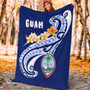 Guam Premium Blanket - Guam Seal Polynesian Patterns Plumeria (Blue) 4