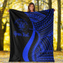 Niue Custom Personalised Premium Blanket - Blue Polynesian Tentacle Tribal Pattern 4