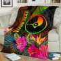 Yap Polynesian Personalised Premium Blanket -  Hibiscus and Banana Leaves 2