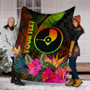 Yap Polynesian Personalised Premium Blanket -  Hibiscus and Banana Leaves 6
