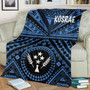 Kosrae Premium Blanket - Kosrae Flag In Polynesian Tattoo Style (Blue) 1