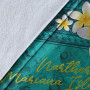 Northern Mariana Islands Polynesian Blanket - Plumeria With Blue Ocean 2