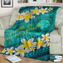 Northern Mariana Islands Polynesian Blanket - Plumeria With Blue Ocean 3