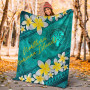 Northern Mariana Islands Polynesian Blanket - Plumeria With Blue Ocean 5