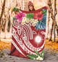 Marshall Islands Polynesian Premium Blanket - Summer Plumeria (Red) 4