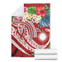 Marshall Islands Polynesian Premium Blanket - Summer Plumeria (Red) 7