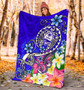 Guam Premium Blanket - Turtle Plumeria (Blue) 4