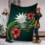 Nauru Polynesian Premium Blanket - Green Turtle Hibiscus 6