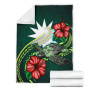 Nauru Polynesian Premium Blanket - Green Turtle Hibiscus 7