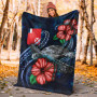 Wallis and Futuna Polynesian Premium Blanket - Blue Turtle Hibiscus 4
