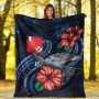 Wallis and Futuna Polynesian Premium Blanket - Blue Turtle Hibiscus 5