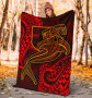 Fiji Premium Blanket  - Red Shark Polynesian Tattoo 5