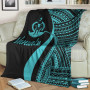 Vanuatu Premium Blanket - Turquoise Polynesian Tentacle Tribal Pattern 3