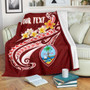 Guam Personalised Premium Blanket - Guam Seal Polynesian Patterns Plumeria (Red) 1