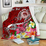 FSM Custom Personalised Premium Blanket - Turtle Plumeria (Red) 2