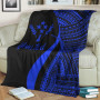 Kosrae Custom Personalised Premium Blanket - Blue Polynesian Tentacle Tribal Pattern 3