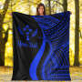 Kosrae Custom Personalised Premium Blanket - Blue Polynesian Tentacle Tribal Pattern 6