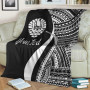 Tahiti Custom Personalised Premium Blanket - White Polynesian Tentacle Tribal Pattern 3