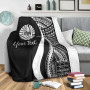 Tahiti Custom Personalised Premium Blanket - White Polynesian Tentacle Tribal Pattern 4