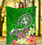 Tonga Premium Blanket - Turtle Plumeria (Green) 5