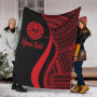 Tahiti Custom Personalised Premium Blanket - Red Polynesian Tentacle Tribal Pattern 1