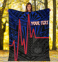 Samoa Personalised Premium Blanket - Samoa Seal With Polynesian Patterns In Heartbeat Style (Blue) 5