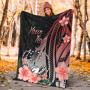 Pohnpei Personalised Custom Premium Blanket - Red Polynesian Hibiscus Pattern Style 4