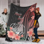Pohnpei Personalised Custom Premium Blanket - Red Polynesian Hibiscus Pattern Style 6