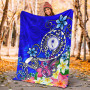 Kosrae Premium Blanket - Turtle Plumeria (Blue) 6