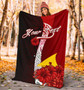 Tokelau Polynesian Custom Personalised Premium Blanket - Coat Of Arm With Hibiscus 5