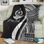 Vanuatu Custom Personalised Premium Blanket - White Polynesian Tentacle Tribal Pattern 3