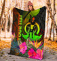 Vanuatu Polynesian Personalised Premium Blanket -  Hibiscus and Banana Leaves 4