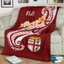 Fiji Premium Blanket- Fiji Seal  Polynesian Patterns Plumeria  (Red) 1