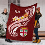 Fiji Premium Blanket- Fiji Seal  Polynesian Patterns Plumeria  (Red) 6