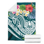 Tahiti Polynesian Premium Blanket - Summer Plumeria (Turquoise) 7
