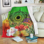 Nauru Premium Blanket - Manta Ray Tropical Flowers (Green) 2