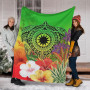Nauru Premium Blanket - Manta Ray Tropical Flowers (Green) 5