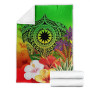 Nauru Premium Blanket - Manta Ray Tropical Flowers (Green) 6
